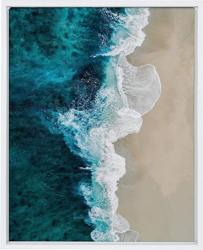 DesignOvation Sylvie Emerald Beach Framed Canvas Wall Art by Amy Peterson, 18x24 White, Coastal H... | Amazon (US)