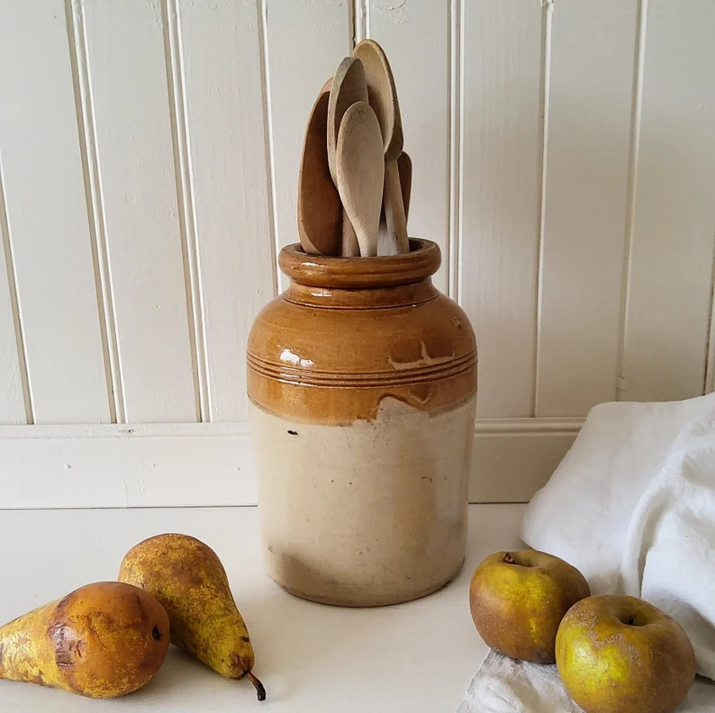 Large Old Glazed Stoneware Pot Vintage Pot Mustard Pot - Etsy | Etsy (US)