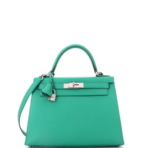 Pre-Owned Hermes Kelly Handbag Green Epsom with Palladium Hardware 28 at Nordstrom, Size Small | Nordstrom