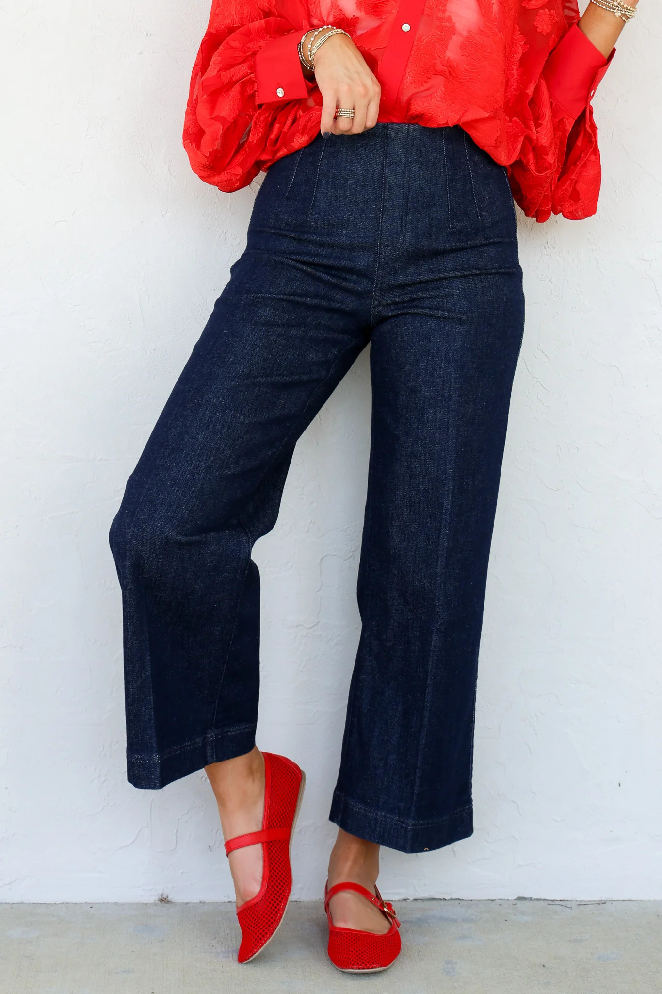 SPANX Everywear Raw Indigo Wash Cropped Wide Leg Jean | The Willow Tree