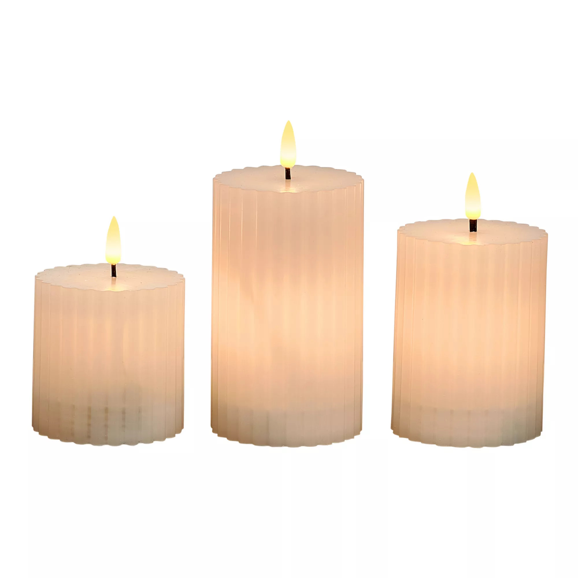 Mikasa Teardrop Wick LED Wax Pillar Candle 3-piece Set | Kohl's