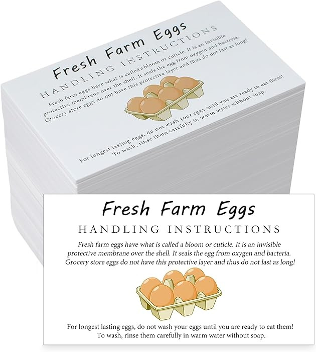 300 PCS Fresh Farm Eggs Handling Instructions Cards, 2x3.5" Cards for Carton, Basket, Farm, Super... | Amazon (US)