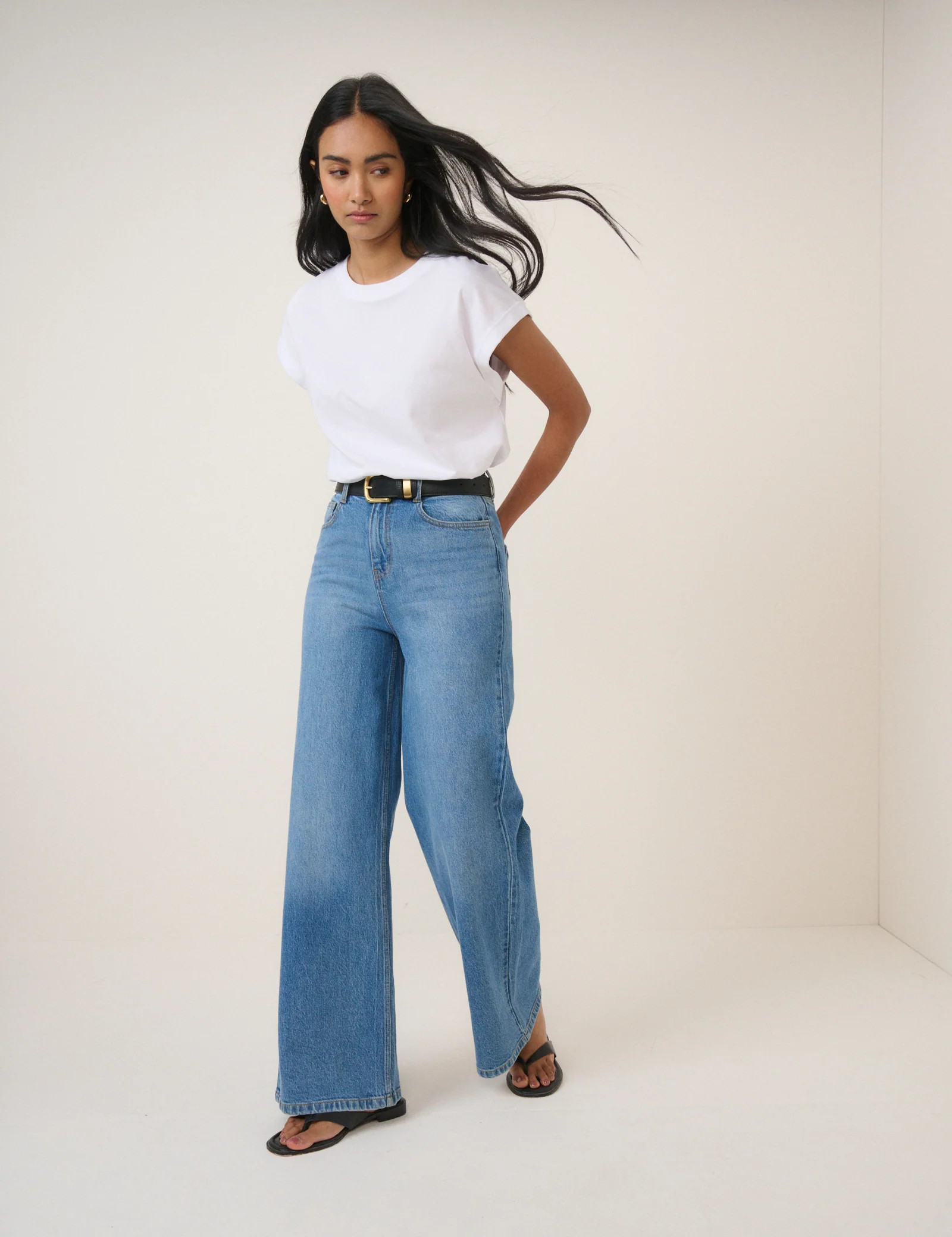 Blue High Rise Soho Wide Leg Jeans | Nobody's Child