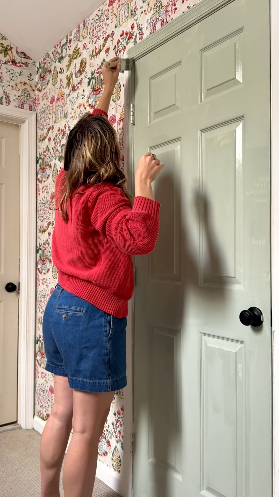 Closet update! Loving this wallpaper from @Wayfair with the Paint color! 

#LTKHome #LTKmomlife #LTKootd