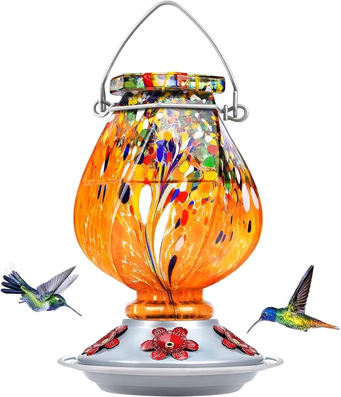BOLITE Hummingbird Feeder, 18058O Hand Blown Glass Hummingbird Feeders for Outdoors Hanging, 22 O... | Amazon (US)