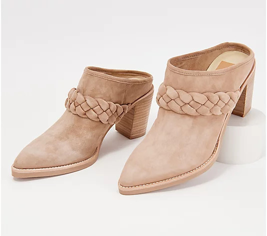 Dolce Vita Braided Suede Heeled Mules - Serla | QVC