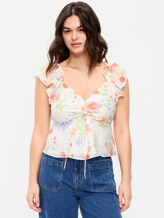 Flutter-Sleeve Fit & Flare Top | Old Navy (US)
