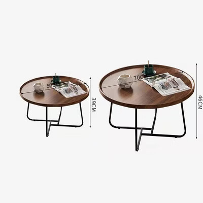 2 Piece Nesting Coffee Table Set, 20" + 28" Round Coffee Table, Modern Side Table Sofa Table with Grooved Design, Center Table | Target