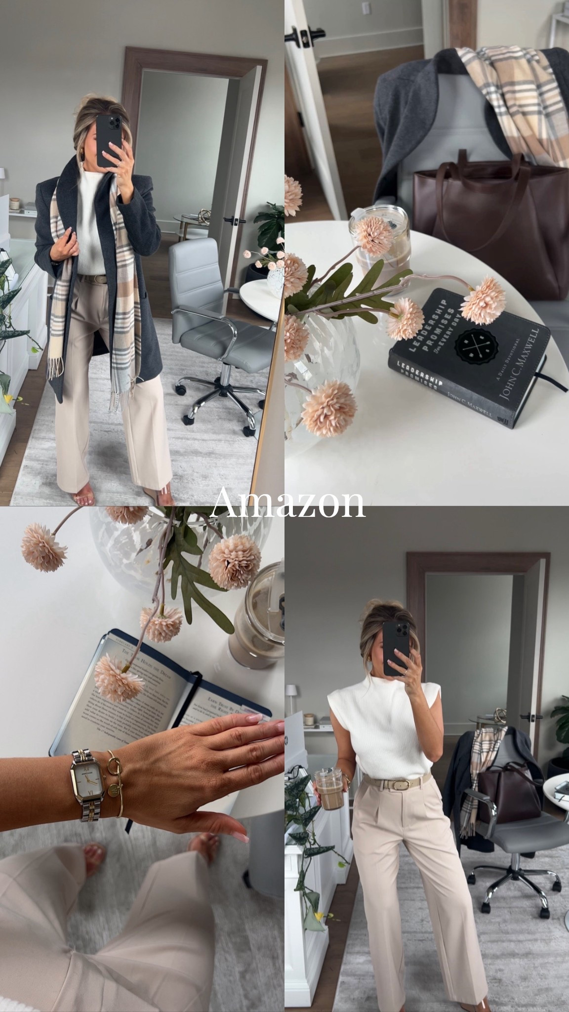 Neutral office outfit mostly all from AMAZON! coat is quince- so soft! Wearing XS. 
Obsessed with this white sweater- I’ll definitely be buying in more colors! Wearing size XS in pants! 


#LTKootd #LTKWorkwear