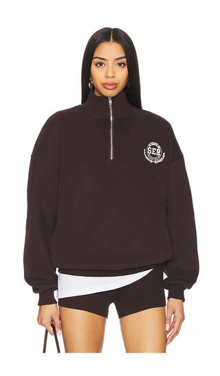 SEROYA Asbury Sweatshirt in Chocolate. - size S | Revolve Clothing (Global)