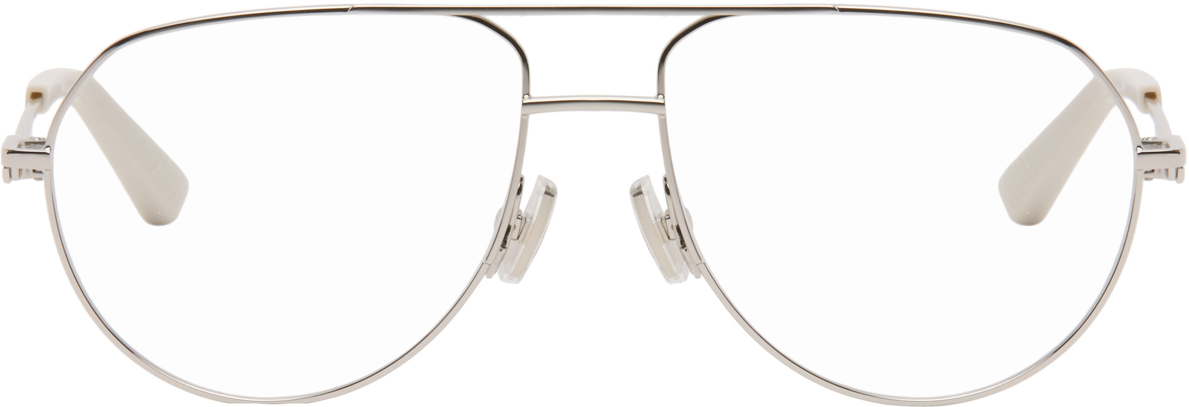 Bottega Veneta Silver Aviator Glasses | SSENSE