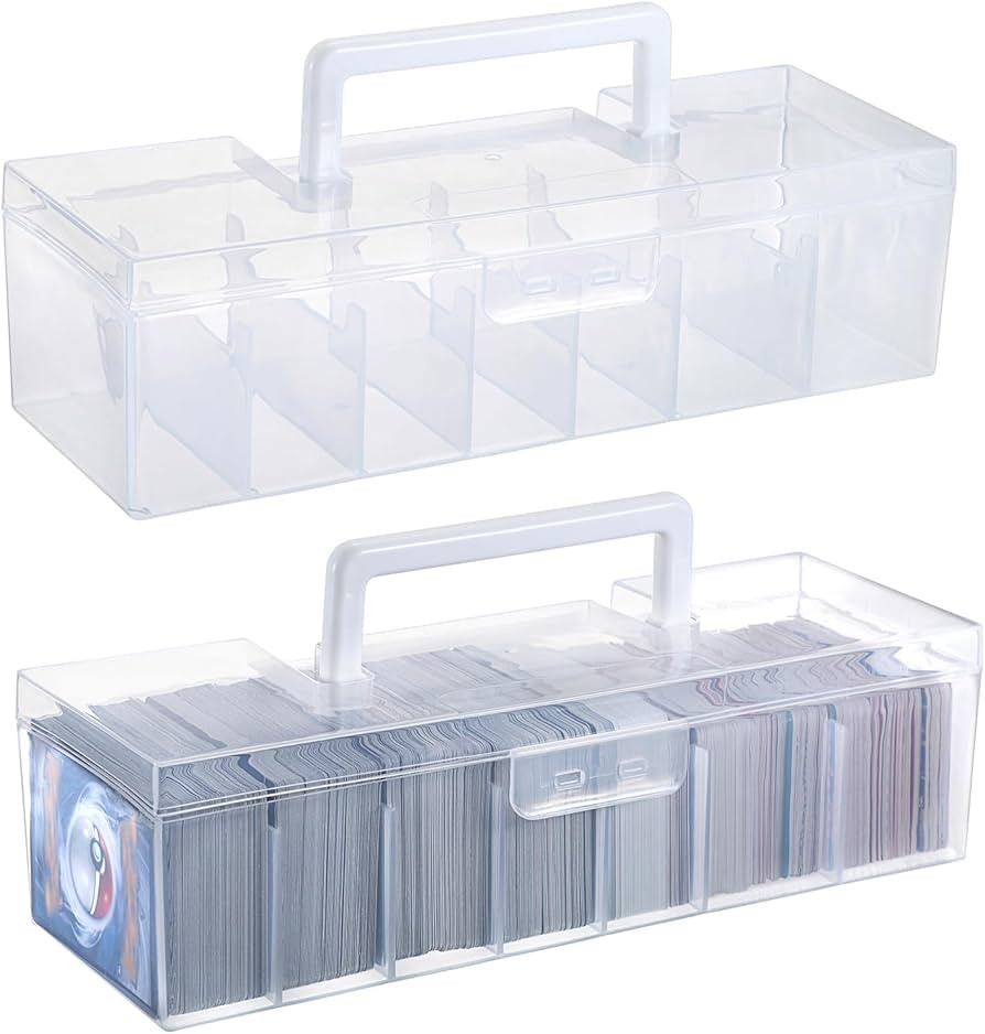 OwnMy 2 Plastic Trading Card Storage Boxes Clear Plastic Card Storage Cases with Dividers, Portab... | Amazon (US)