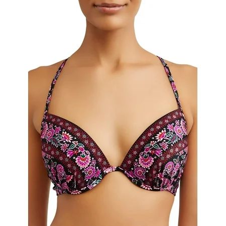 Time and Tru Women's Turkish Delight Push-up Bikini Swimsuit Top | Walmart (US)