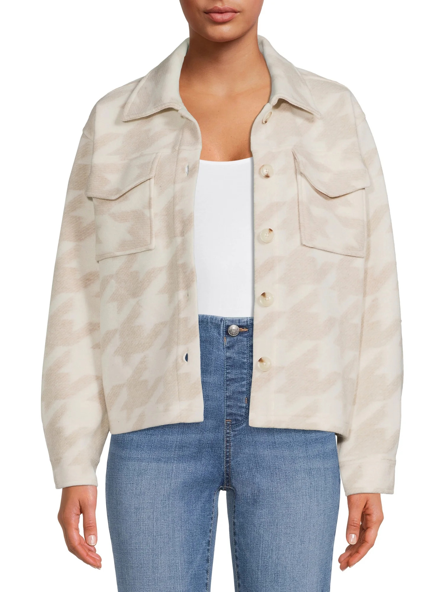 Time and Tru Women's Cropped Shacket | Walmart (US)