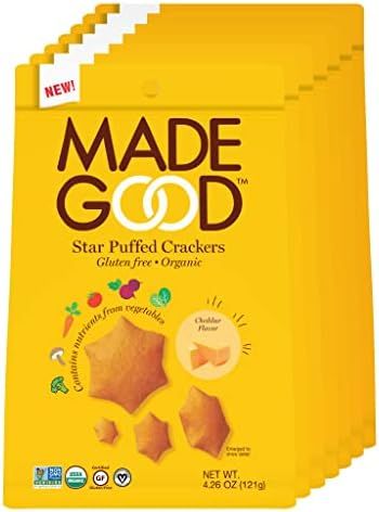 Made Good Cheddar Star Puffed Crackers, Gluten Free and USDA Organic 6 Bags (4.26 oz Each); Conta... | Amazon (US)