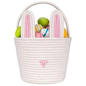 CubesLand Easter Bunny Basket Easter Buckets for Kids with Ear, Easter Egg Hunt Basket Bags Easte... | Amazon (US)
