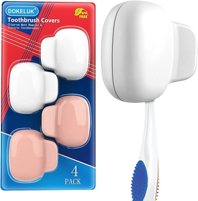 Toothbrush Covers Caps Family Pack:Tooth Brush Coveres Travel Case Protector Plastic Clip for Hou... | Amazon (US)
