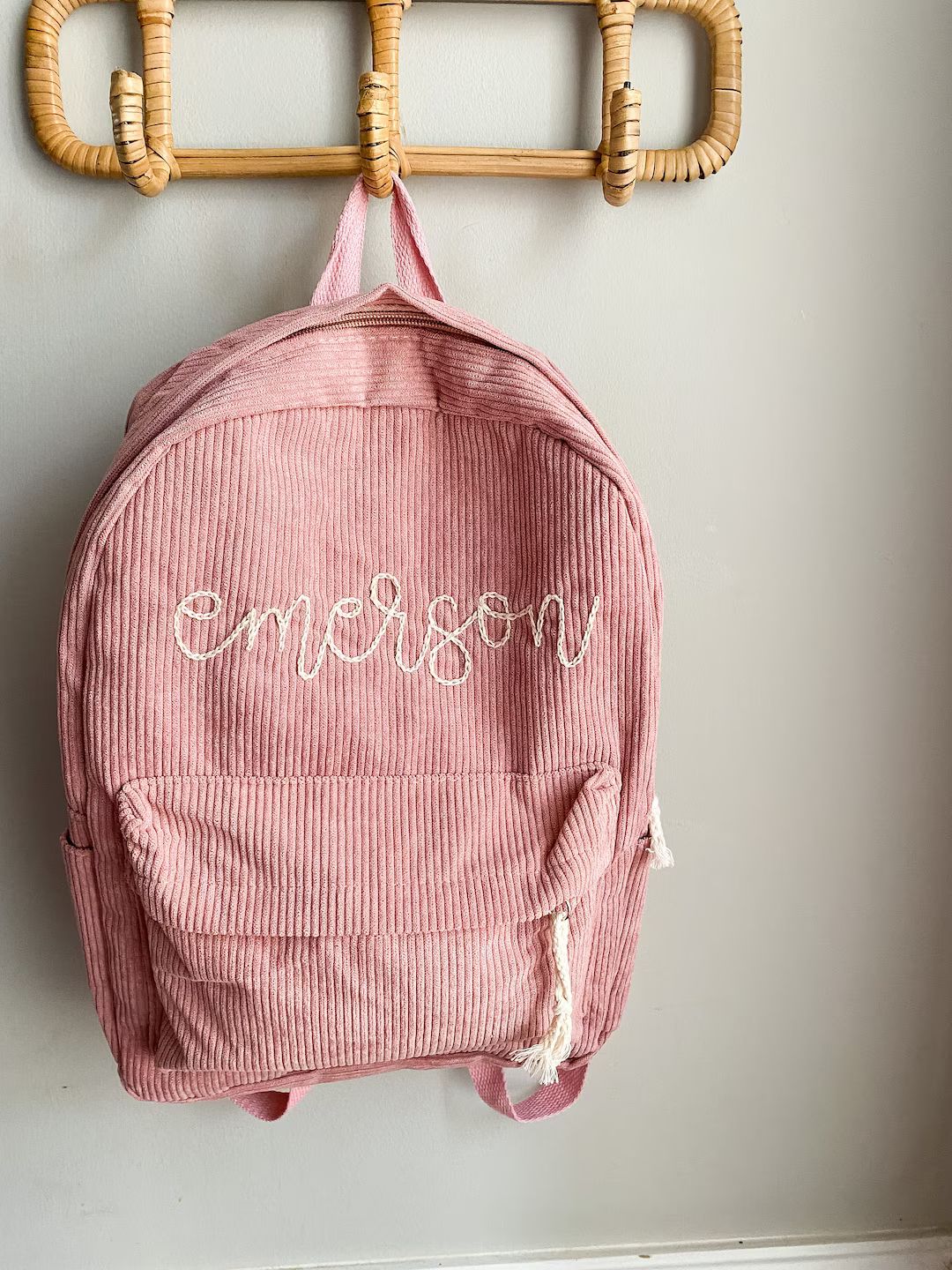 Hand Embroidered Corduroy Backpack for Kids | Etsy (US)