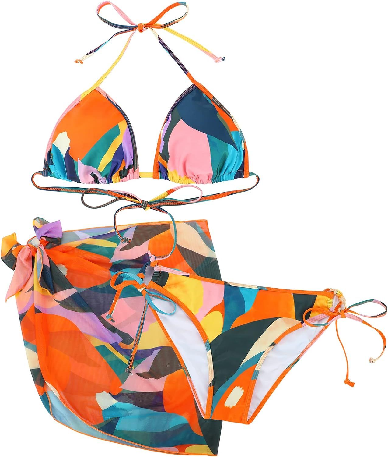 American Trends Women's String Two Piece Halter Top Triangle Bikini Set with Tie Side Bottom Sexy... | Amazon (US)