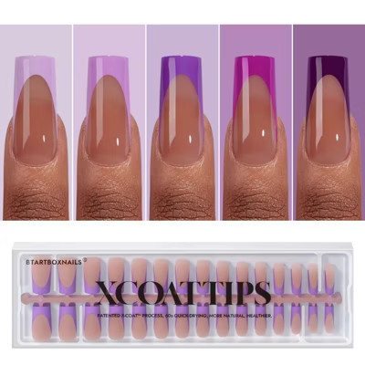 BTArtboxnails XCOATTIP® Press-On Nails - Purple Pastel French - Long Square Brown Base- 150ct | Target