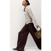 M&S Satin Crinkle Palazzo Trousers Raisin | Marks & Spencer (UK)