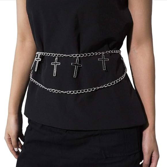 ELABEST Cross Waist Chain Belt Punk Oval Link Belly Body Chain Party Body Jewelry Accessories for... | Amazon (US)