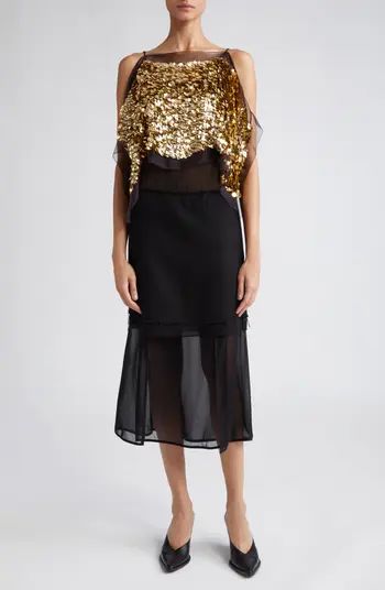 Proenza Schouler Metallic Paillette Bodice Sleeveless Silk Midi Dress | Nordstrom | Nordstrom