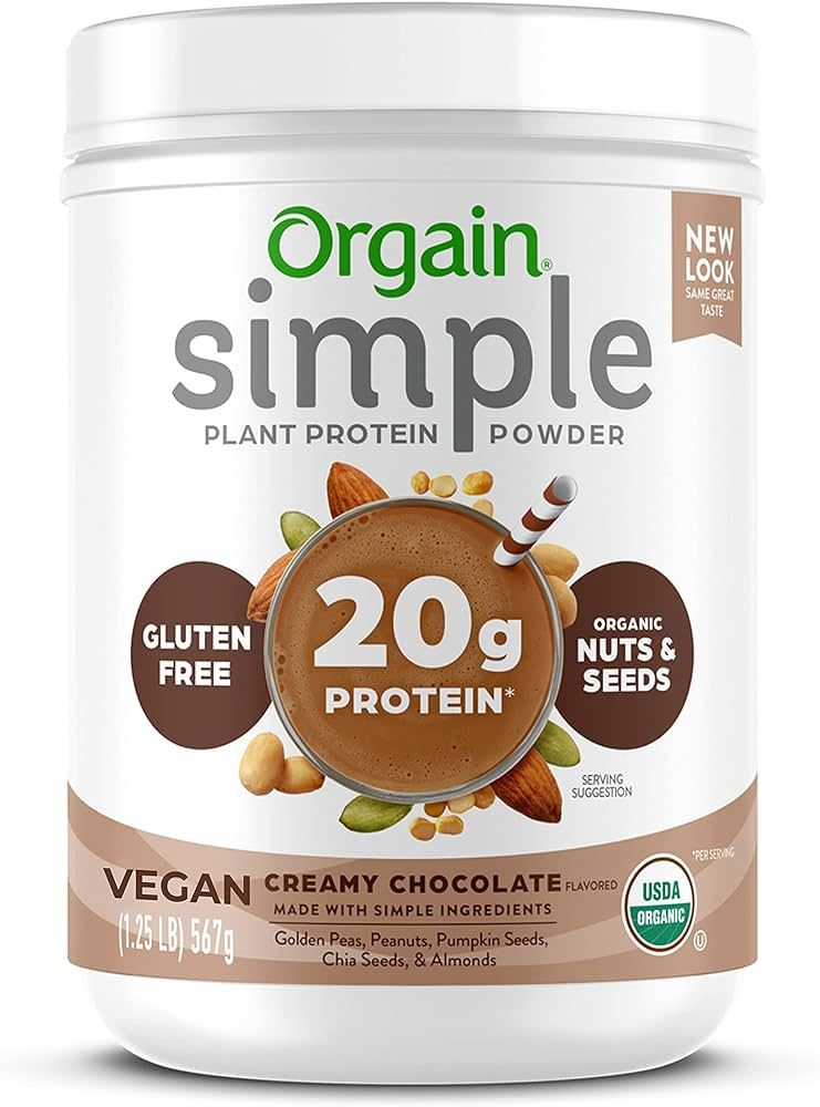 Orgain Organic Simple Vegan Protein Powder, Chocolate - 20g Plant Based Protein, Made with Fewer ... | Amazon (US)