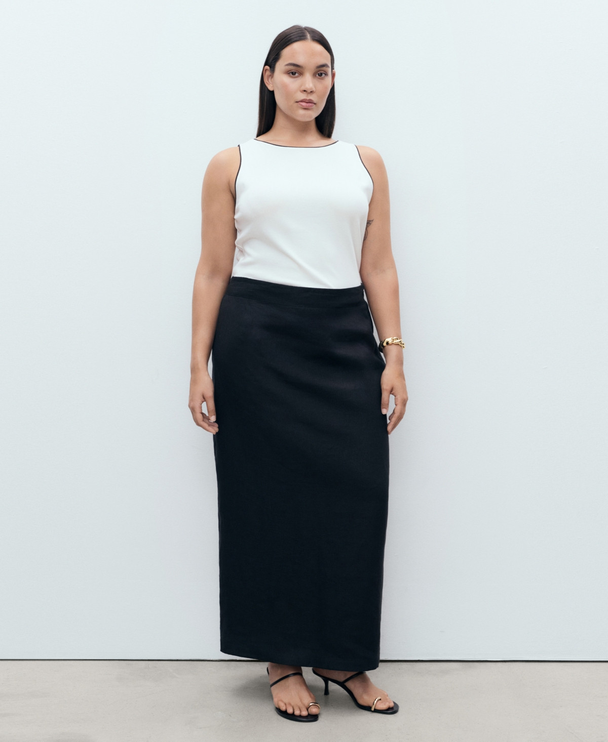 Mango Women's Linen Pencil Skirt - Black | Macy's