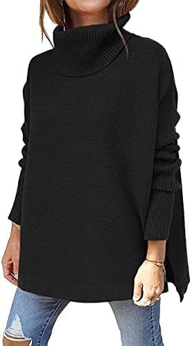 LILLUSORY Women's Turtleneck Oversized Sweaters Long Batwing Sleeve Spilt Hem Tunic Pullover Knit... | Amazon (US)