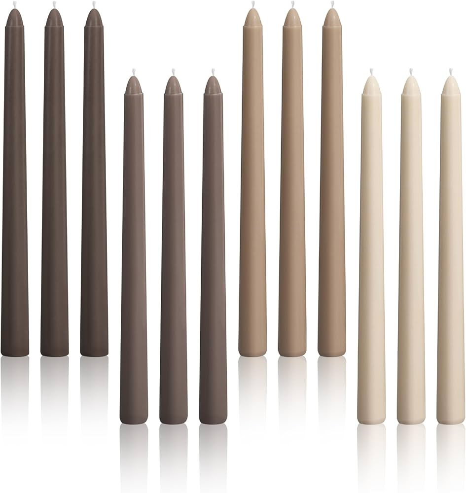 Viyffo Taper Candles 10 Inch Brown Set of 12 Unscented, Dripless, Smokeless Long Tall Tapered Can... | Amazon (US)