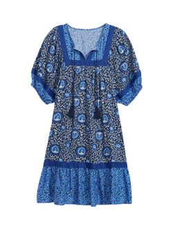 Puff-Sleeve Printed Swing Dress for Women | Old Navy (US)