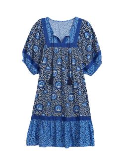 Puff-Sleeve Printed Mini Swing Dress for Women | Old Navy (US)