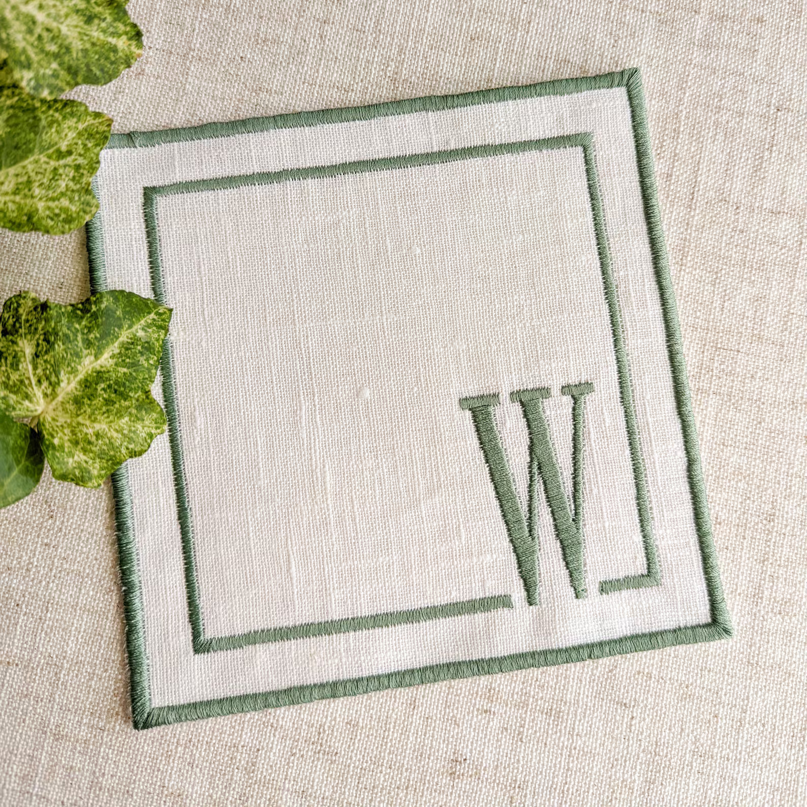 Cocktail Napkins Linen Linen Cocktail Napkin Personalized Linen Cocktail Napkin Embroidered Monog... | Etsy (US)