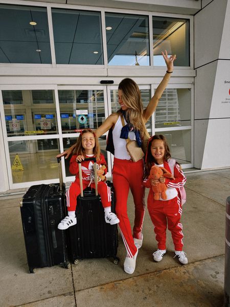 Vacation ready! ✈️ travel outfit for Mexico!! Red adidas pants and sambas and superstars for the girls! 

#LTKTravel #LTKActive #LTKFamily