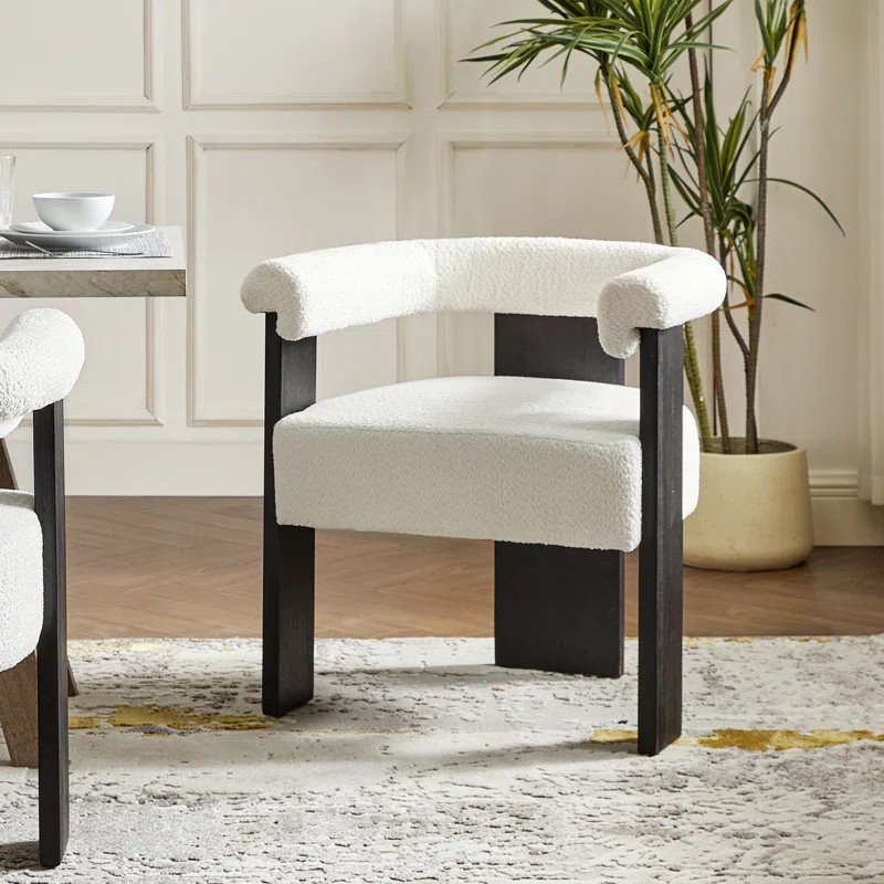 Bryla Modern Boucle Dining Chair with Solid Wood Legs | Wayfair North America