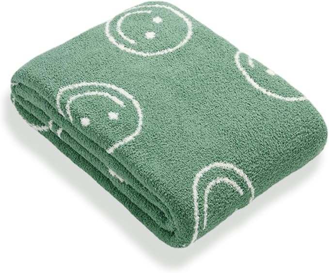 Throw Blankets with Smiley Faces Soft Cozy Warm Blanket for Bed Sofa Travel (Smile,Forest Green,5... | Amazon (US)