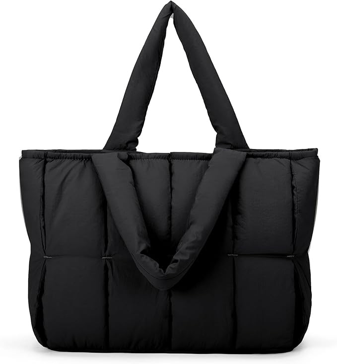 Tote Bag for Women, Large Tote Bag with Zipper, Quilted Puffer Bag Gym Bag for Women Handbag for ... | Amazon (US)