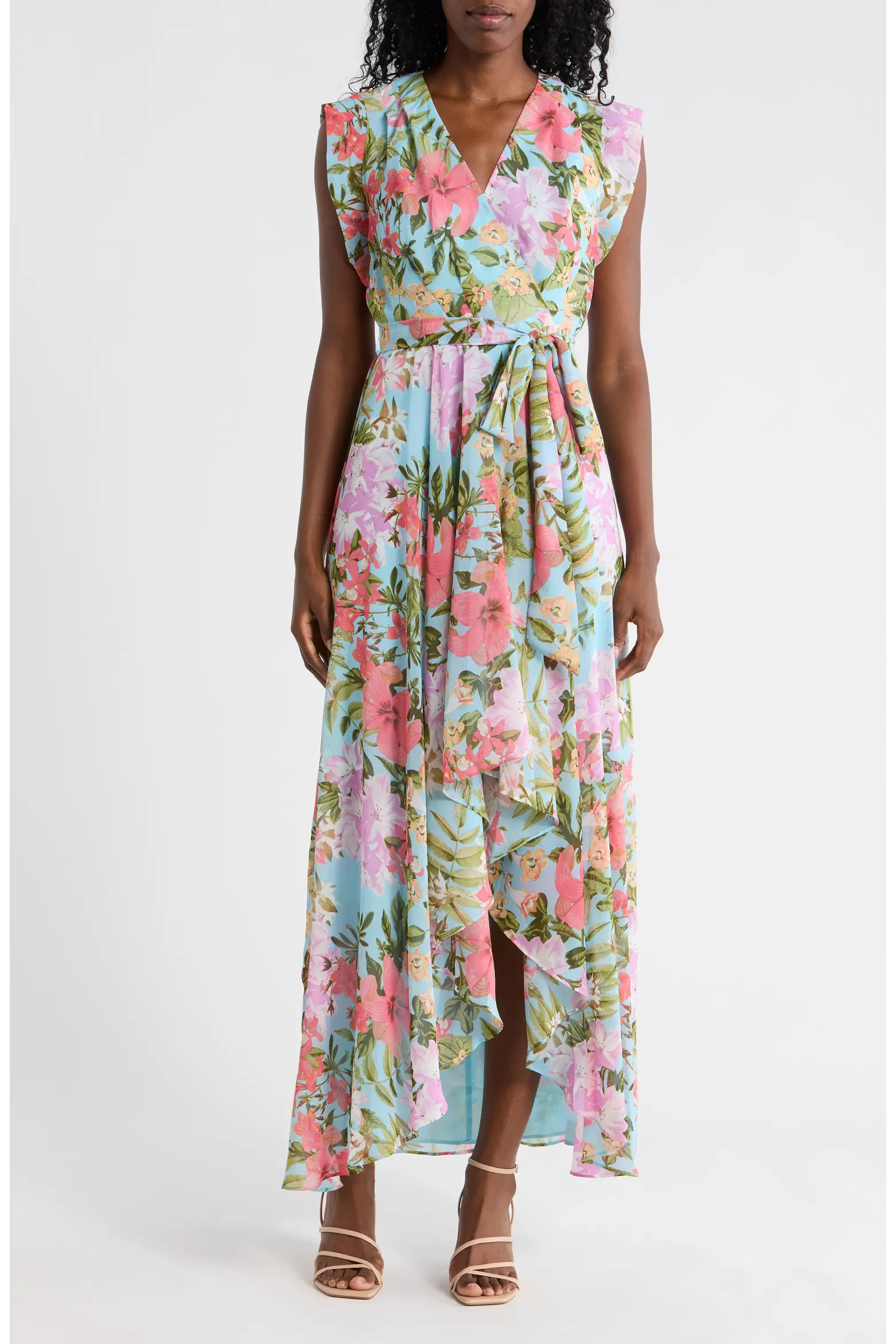 Obi Floral Cap Sleeve High-Low Maxi Dress (Women) | Nordstromrack | Nordstrom Rack