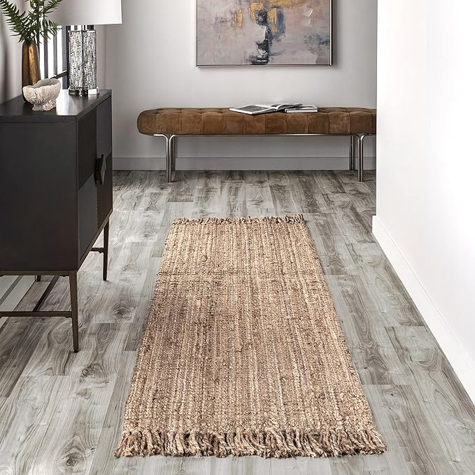 nuLOOM Hand Woven Chunky Natural Jute Farmhouse Runner Rug, 2' 6" x 6', Natural | Amazon (US)