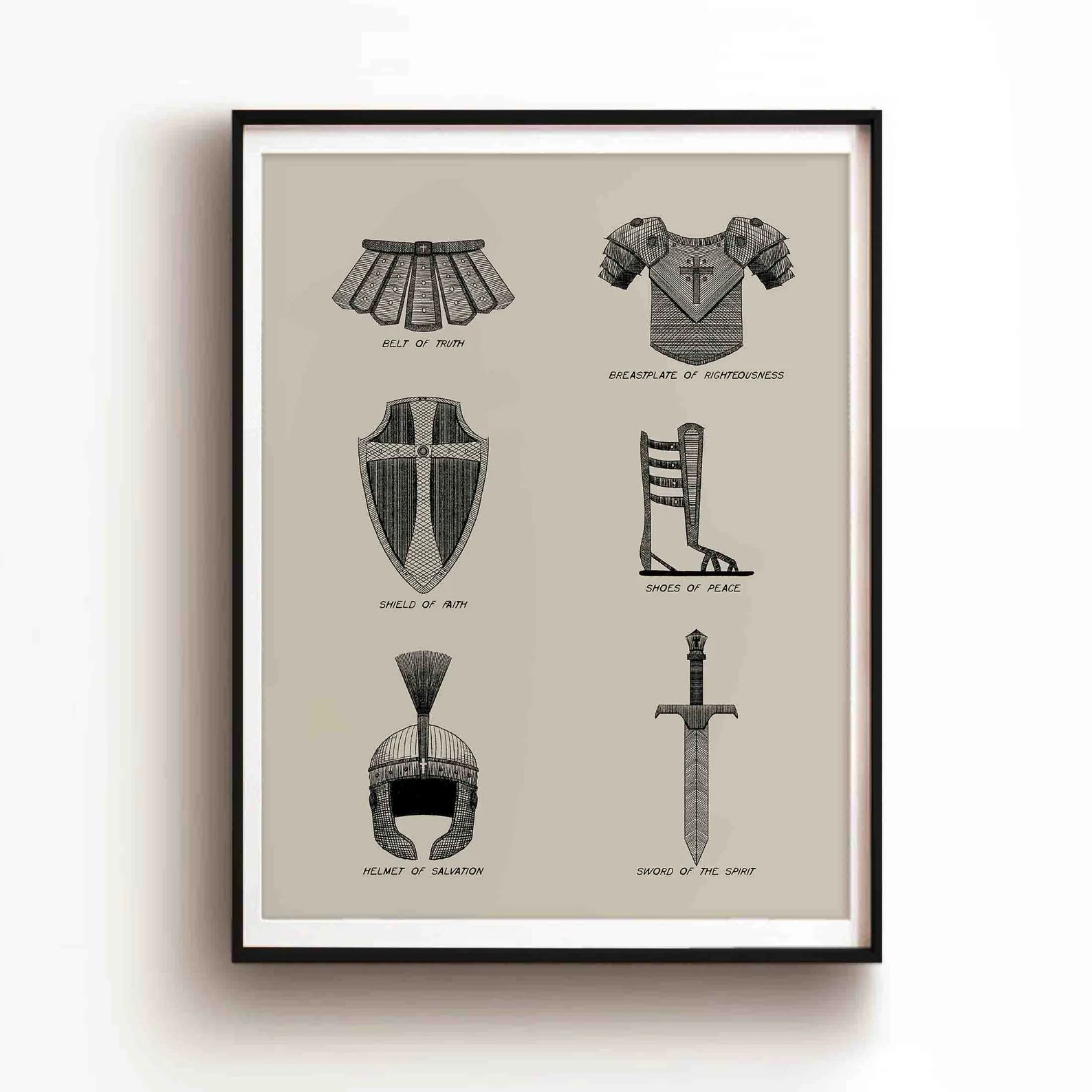 Armor of God DIGITAL DOWNLOAD, Jesus Christian Wall Art, Bible Sketches Modern Christian Bible Ve... | Etsy (US)