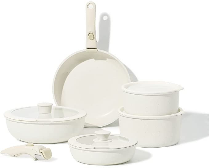 CAROTE 11 Piece Pots and Pans Set, Nonstick Cookware Set Detachable Handle, Non Stick Kitchen Coo... | Amazon (US)