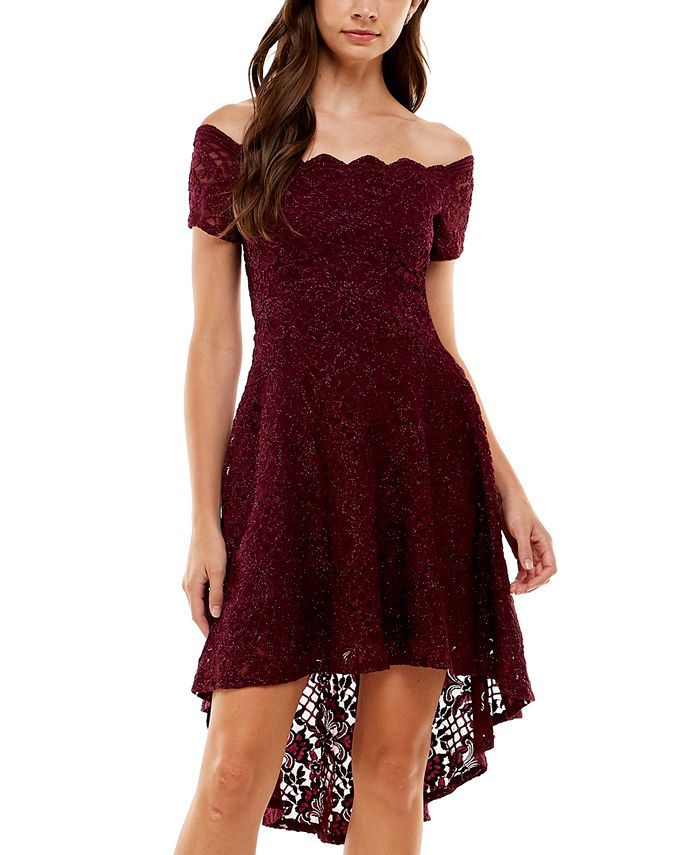 City Studios Juniors' Off-The-Shoulder Fit & Flare Dress & Reviews - Dresses - Juniors - Macy's | Macys (US)