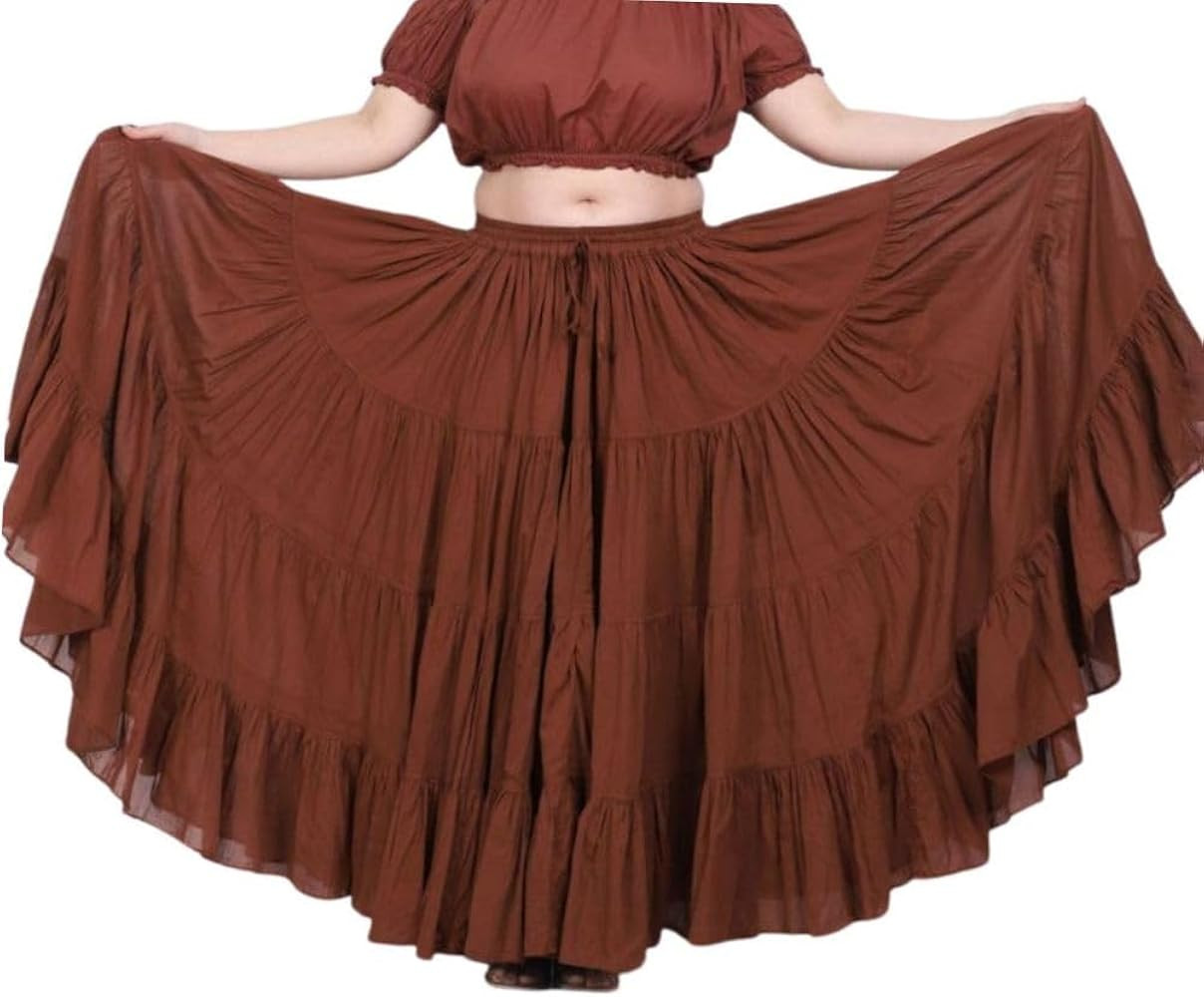Wevez Women’s 40 Inch Cotton Full Circle Elastic Waist Tribal Fusion Belly Dance A Line Plus Si... | Amazon (US)