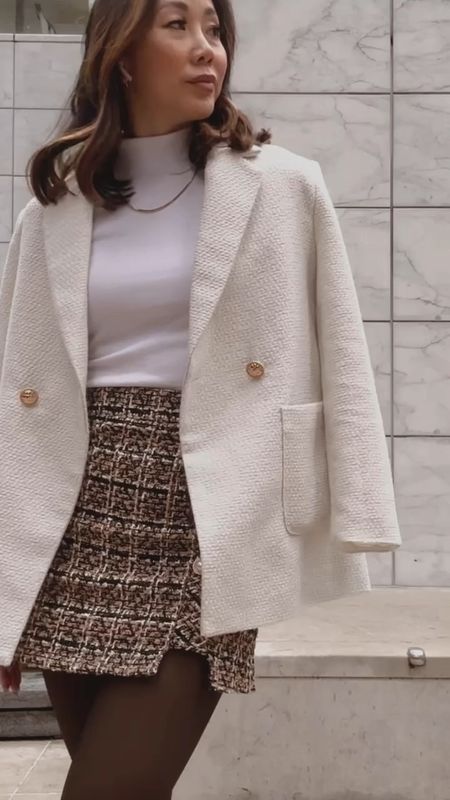 A moment in tweed 💕 with a white tweed jacket and tweed skirt for this winter workwear look 

#LTKsalealert #LTKSeasonal #LTKunder50