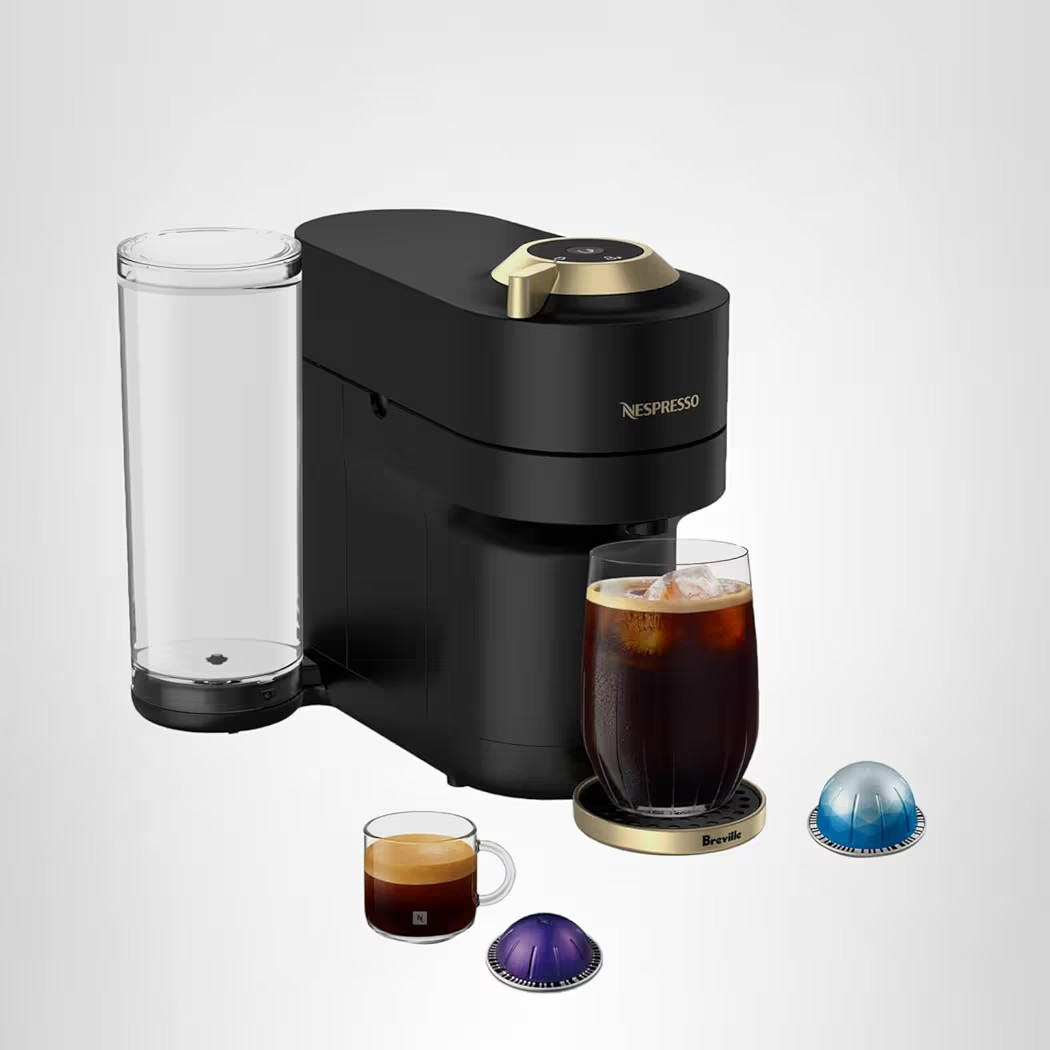 Nespresso Festive Vertuo Pop+ Coffee and Espresso Maker by Breville, Matte Black Gold | Amazon (US)