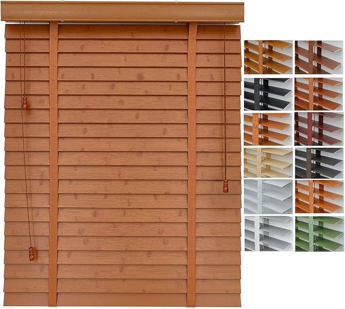 Wood Blinds for Indoor Windows, Blackout Faux Wooden Window Shades, 20" 30" 35'' 40" 44" 46" 52" ... | Amazon (US)