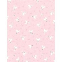 Nursery Baby Fabric - Small White Bunny Rabbit Pink Timeless Treasures Yard | Etsy (US)