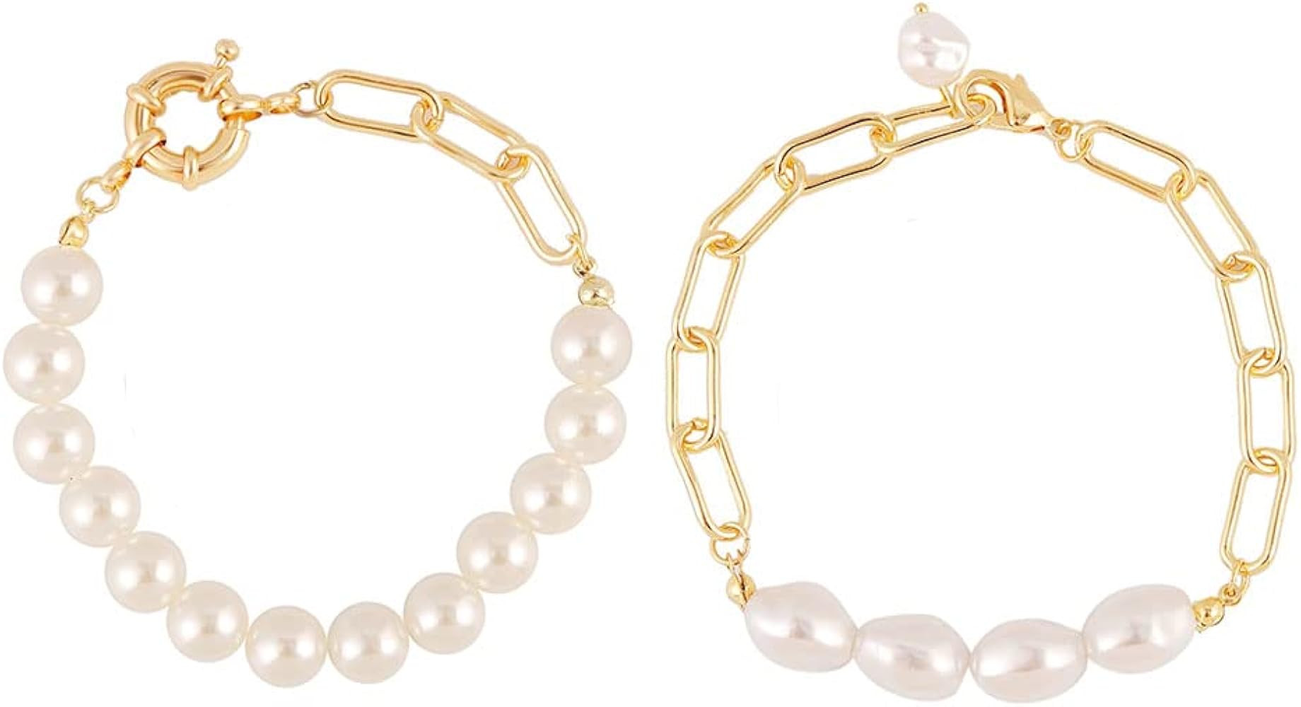 JczR.Y Pearl Bracelet Bohemian Baroque Pearl Bracelet Adjustable Faux Pearl Bracelet Stretch Brid... | Amazon (US)