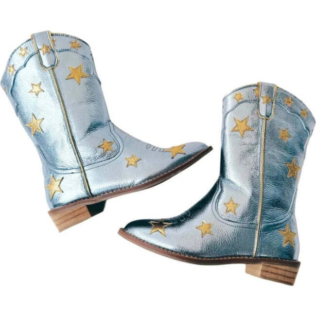 Wild + Rae | Cowgirl Starstruck Boots, (Blue, Size Kid US 2 / EU 33) | Maisonette | Maisonette